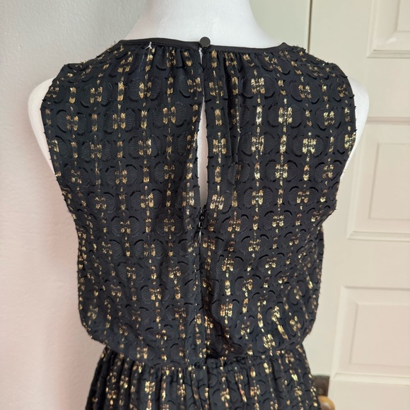 NWOT Maison Jules Black & Gold Metallic Tiered A-Line Dress – Size S - Picture 7 of 9